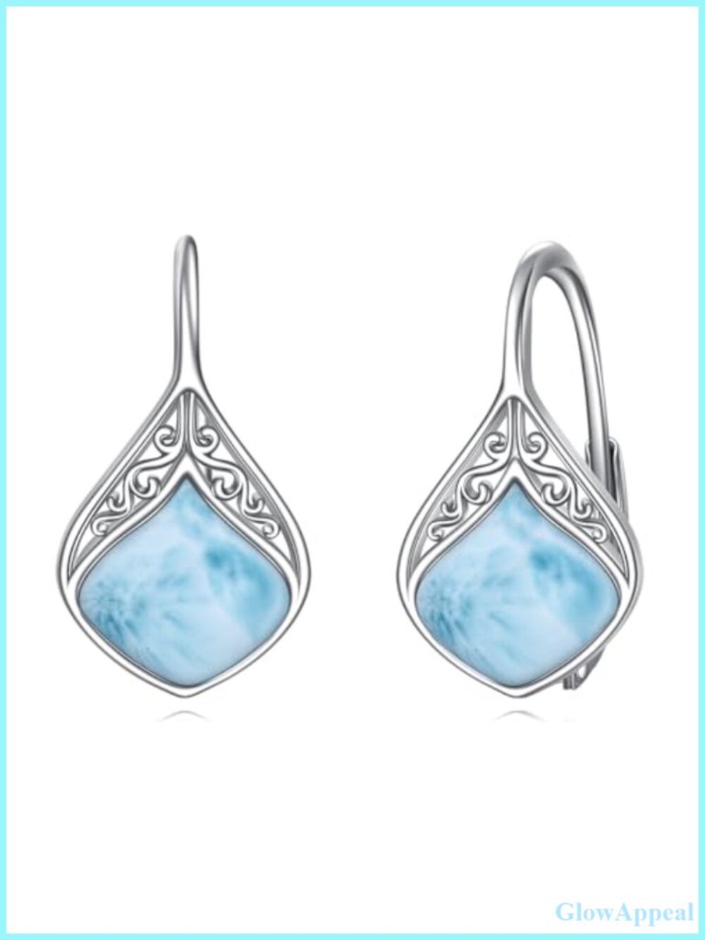 Teardrop Moonstone Leverback Earrings 925 Sterling Silver Drop Dangle